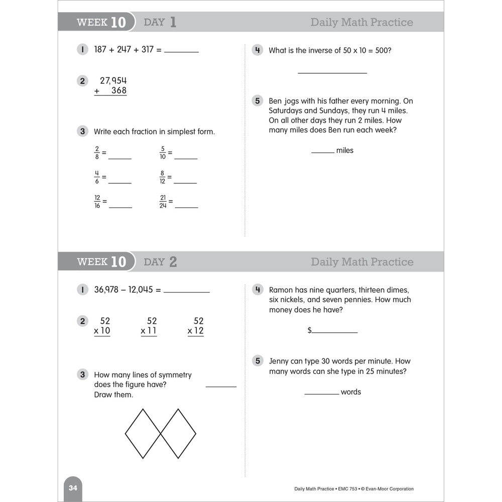 Daily Math Practice, Teacher Resource Book Grade 4 Paperback
