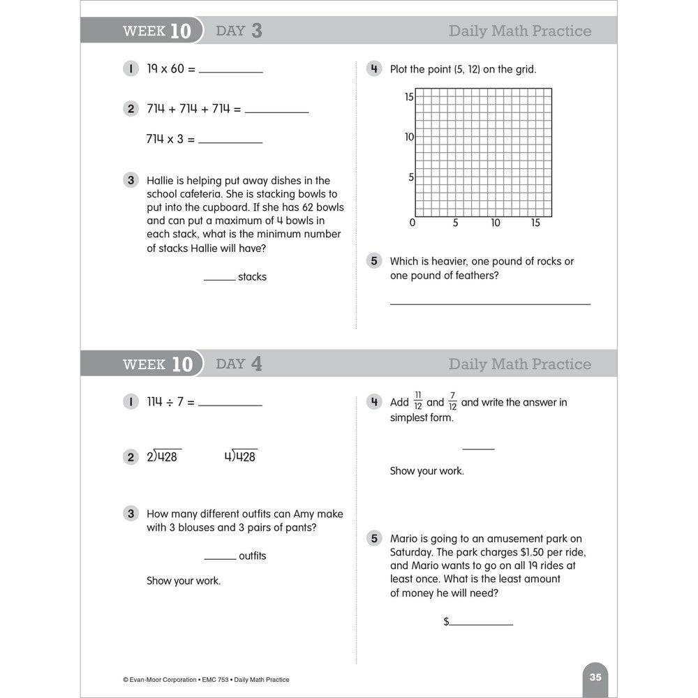 Daily Math Practice, Teacher Resource Book Grade 4 Paperback