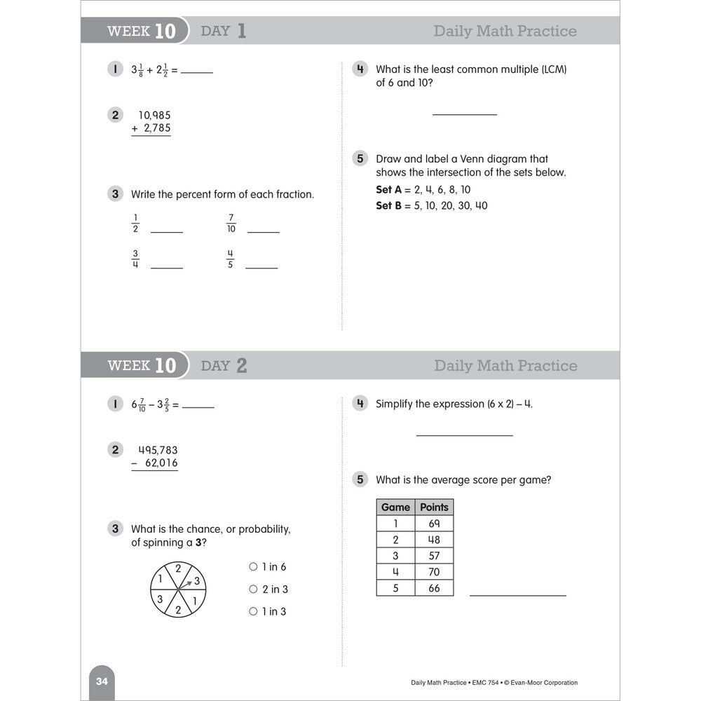 Daily Math Practice, Teacher Resource Book Grade 5 Paperback