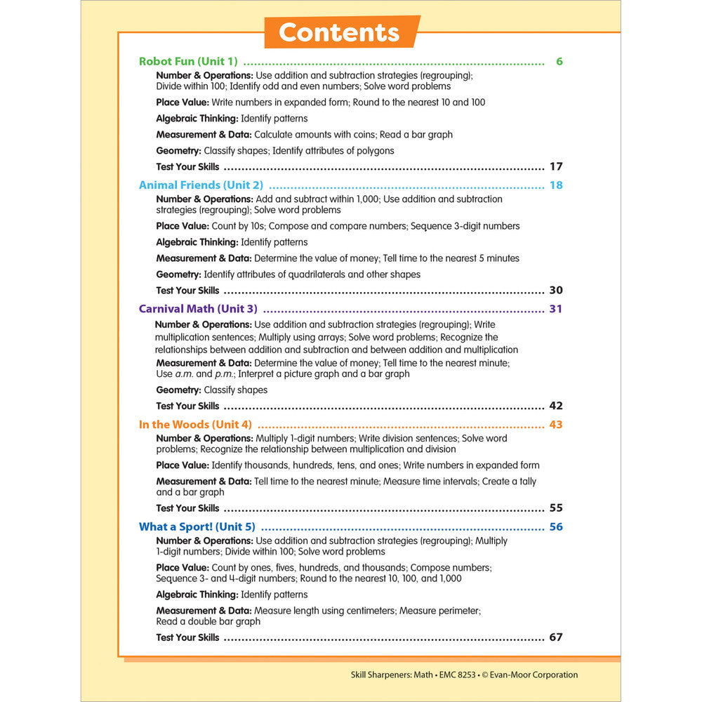 Skill Sharpeners: Math Workbook Grade 3 Paperback