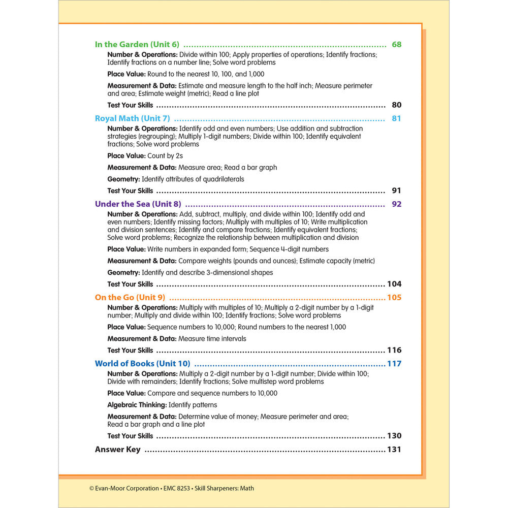Skill Sharpeners: Math Workbook Grade 3 Paperback