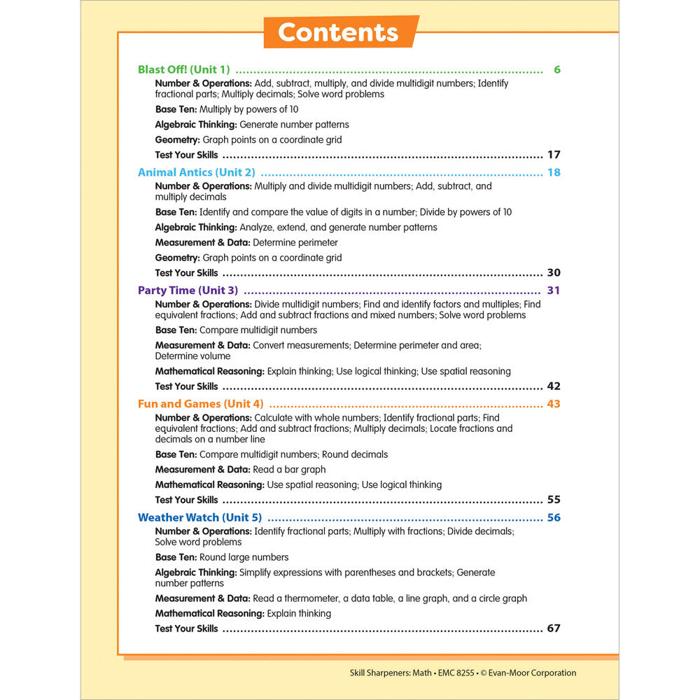 Skill Sharpeners: Math Workbook Grade 5 Paperback