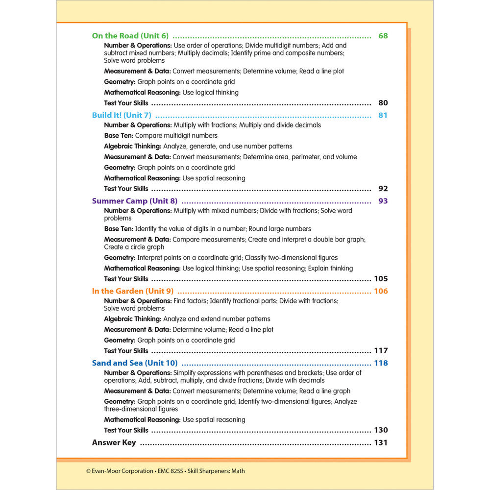 Skill Sharpeners: Math Workbook Grade 5 Paperback
