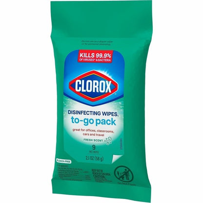 The Clorox Company Clorox Bleach-Free Disinfecting WipesTo-Go Pack, Fresh Scent - Bleach-free, Disinfectant, Antibacterial, Disposable