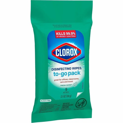 The Clorox Company Clorox Bleach-Free Disinfecting WipesTo-Go Pack, Fresh Scent - Bleach-free, Disinfectant, Antibacterial, Disposable