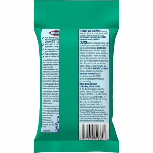 The Clorox Company Clorox Bleach-Free Disinfecting WipesTo-Go Pack, Fresh Scent - Bleach-free, Disinfectant, Antibacterial, Disposable