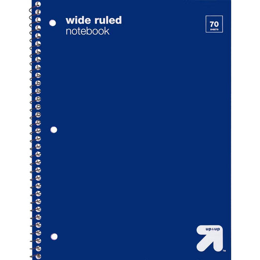 1-Subject Notebook, Wide Ruled, 70 Sheets Blue [57470]