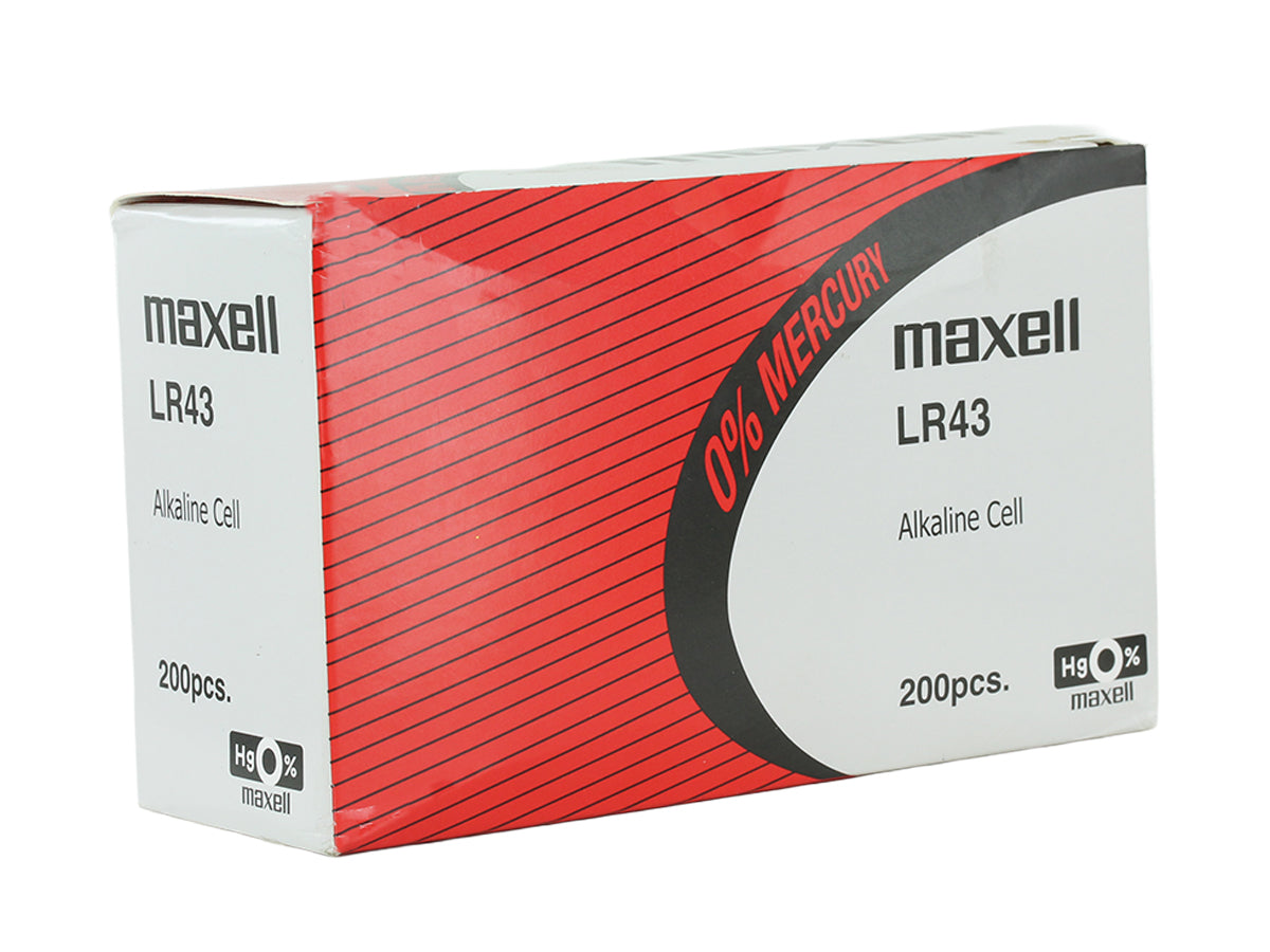 Maxell LR43 55mAh 1.5V Alkaline Coin Cell Battery - Tear Strip