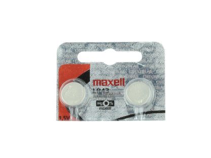 Maxell LR43 55mAh 1.5V Alkaline Coin Cell Battery - Tear Strip
