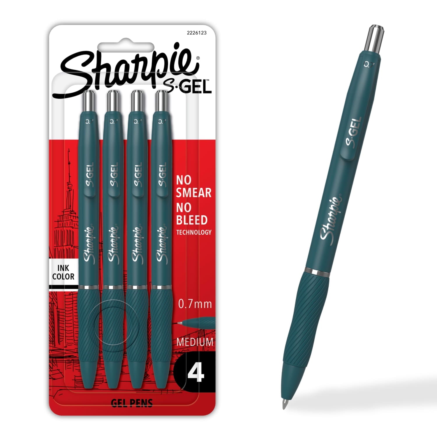 Sharpie S-Gel Pens, Medium Point, Teal Crush, Black Ink, 4 Count
