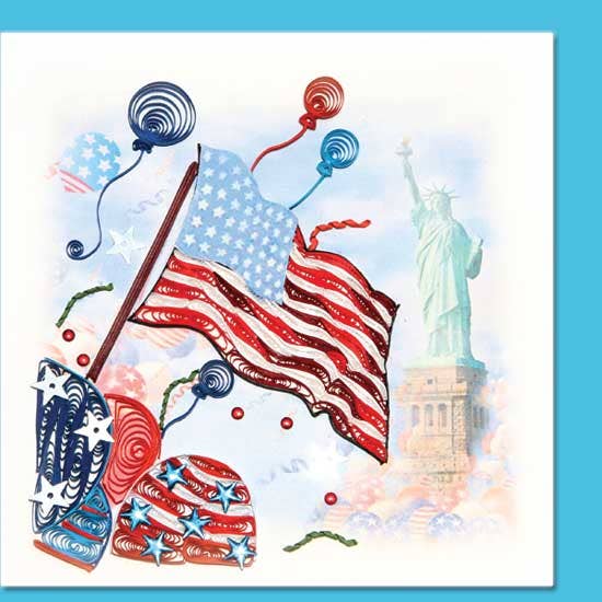 Statue of Liberty, American flag, handmade quilling card, everyday card TH-52