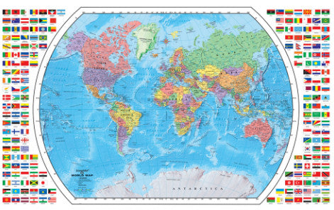 4 Foot World Map with Flags [72110]