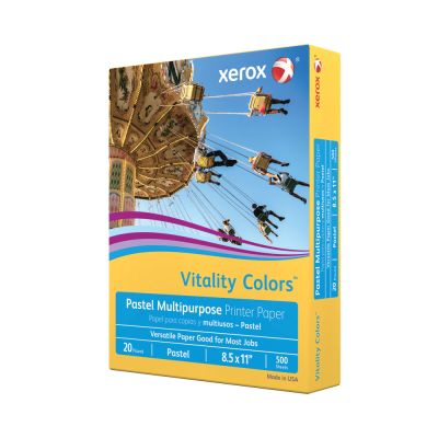 Xerox Vitality Colors Multi-Use Printer & Copy Paper, 1 Ream, Goldenrod, Letter (8.5" x 11"), 500 Sheets Per Ream, 20 Lb, 30% Recycled