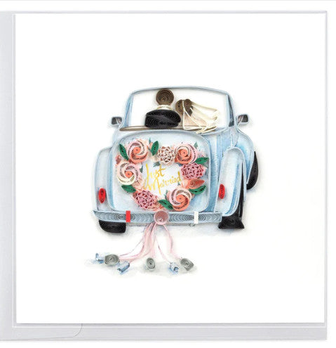 Quilled Just Married Car Wedding Card [LV272]