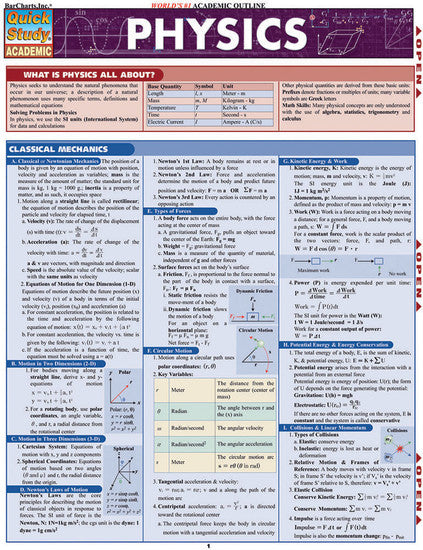 QuickStudy | Physics Laminated Study Guide [203100]