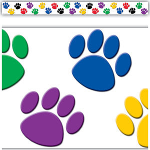 Colorful Paw Prints Straight Border Trim [TCR4641]