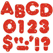 Red Sparkle 4-Inch Casual Uppercase Letters [T1614]