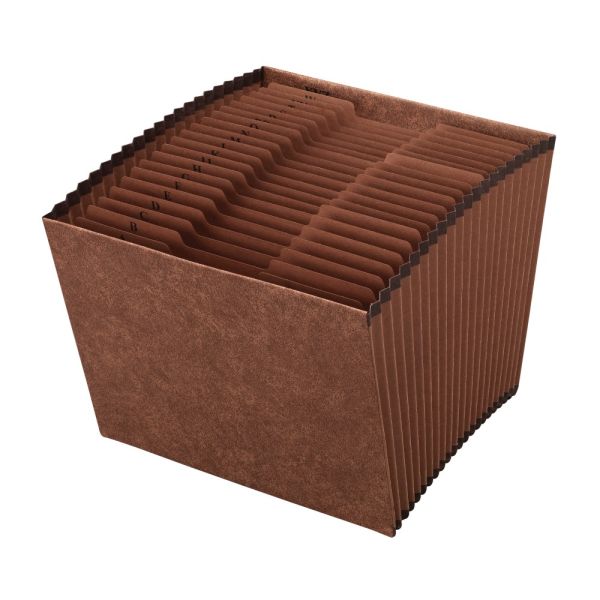 Faux Leather Expanding File, A-Z, 21 Pockets, Letter Size (8-1/2" x 11"), 1-3/4" Expansion, Brown [ODFN1378540]