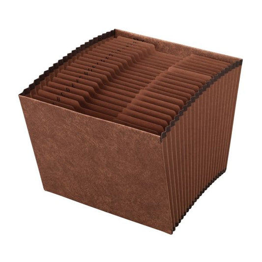 Faux Leather Expanding File, A-Z, 21 Pockets, Letter Size (8-1/2" x 11"), 1-3/4" Expansion, Brown [ODFN1378540]