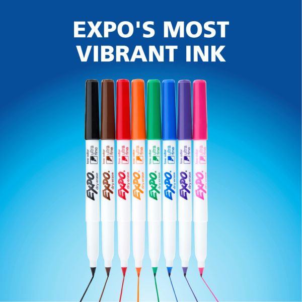 EXPO Low-Odor Dry-Erase Markers, Ultra-Fine Point, Black, Pack Of 4