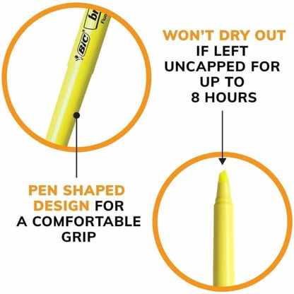 BIC Brite Liner Highlighters, Chisel Tip, Yellow, Box Of 12
