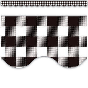 Black and White Gingham Scalloped Border Trim [TCR5817]