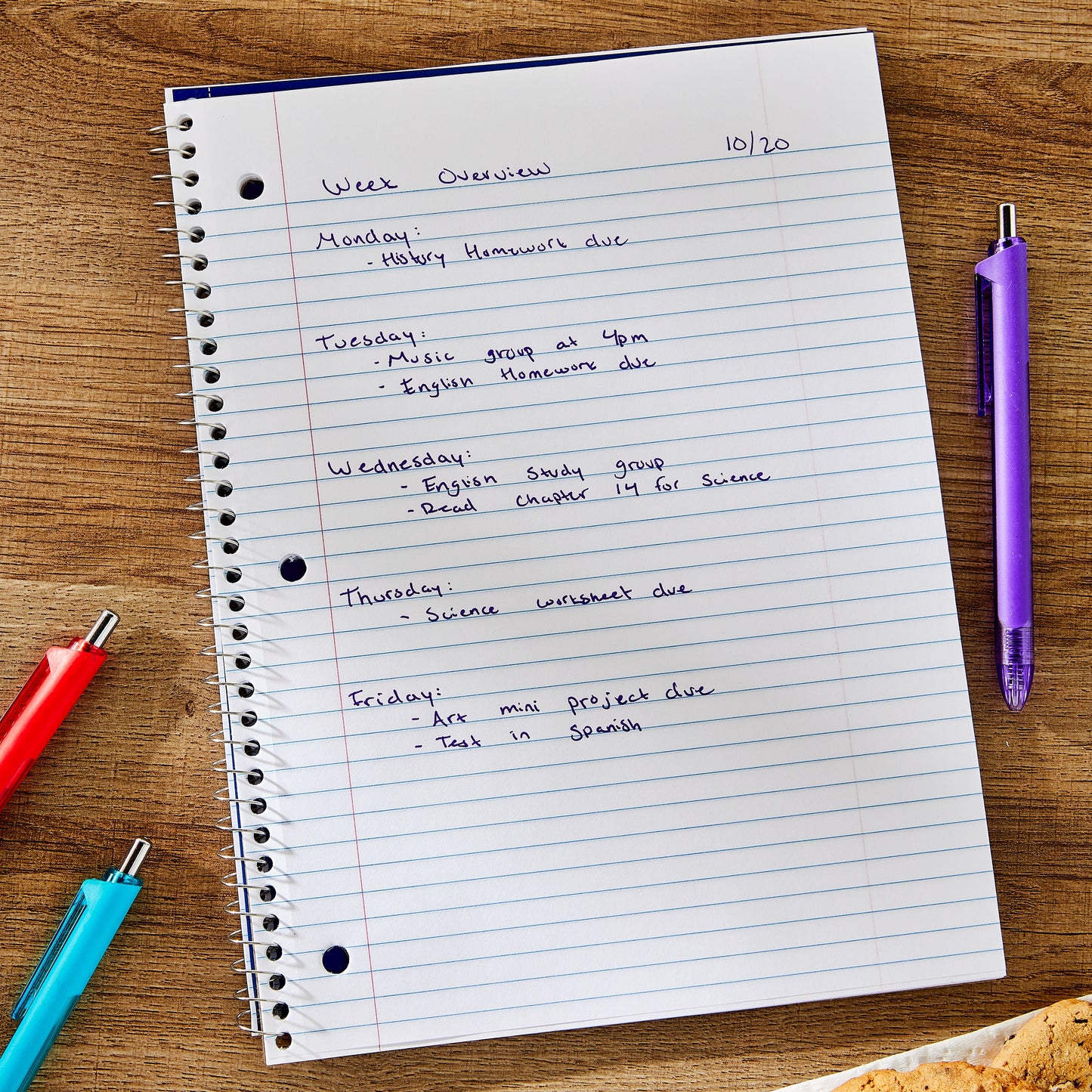 Pen+Gear College Ruled 1-Subject Notebook, 8" x 10.5", Blue, 70 Sheets