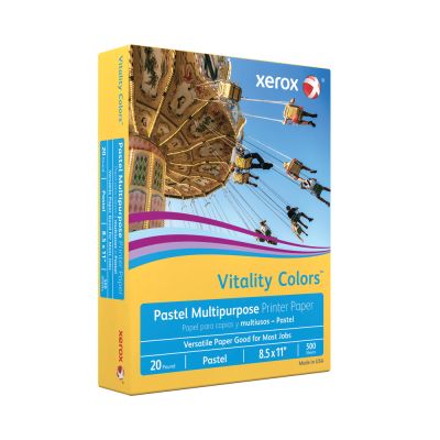 Xerox Vitality Colors Multi-Use Printer & Copy Paper, 1 Ream, Goldenrod, Letter (8.5" x 11"), 500 Sheets Per Ream, 20 Lb, 30% Recycled