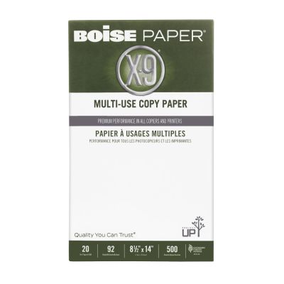 Boise X-9 Multi-Use Printer & Copy Paper, White, Legal (8.5" x 14"), 5000 Sheets Per Case, 20 Lb, 92 Brightness