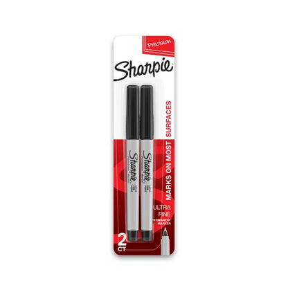 Sharpie Permanent Ultra-Fine Point Markers, Black, Pack of 2 Markers