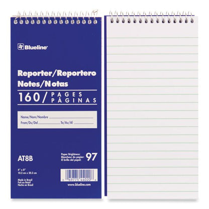 Blueline Reporters Note Pad, Blue Cover, Medium/College Rule, (80) White 4 x 8 Sheets