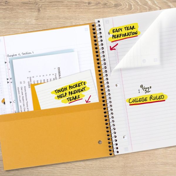 Five Star Spiral Notebook Plus Study App, 3 Subject, College Ruled, 8 1/2" x 11", Sky Blue