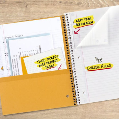 Five Star Spiral Notebook Plus Study App, 3 Subject, College Ruled, 8 1/2" x 11", Sky Blue