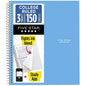 Five Star Spiral Notebook Plus Study App, 3 Subject, College Ruled, 8 1/2" x 11", Sky Blue