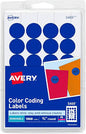 Avery Printable Color Coding Labels, 3/4 Inch Diameter, Dark Blue, Pack of 1008