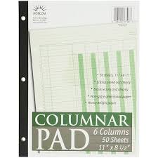 NORCOM Columnar Pad, 8 1/2" X 11", 100 Pages (50 Sheets), 6 Columns, Green [76706]