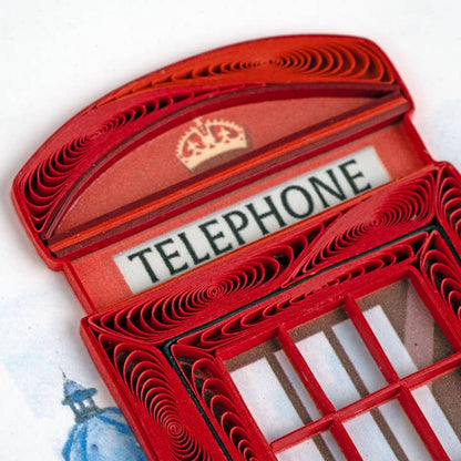 Quilled Telephone Booth Greeting Card
