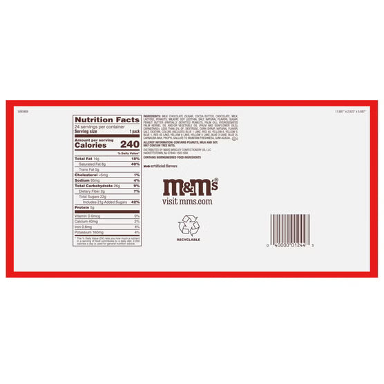 M&M PEANUT BUTTER CHOCOLATE 1.63OZ 24CT