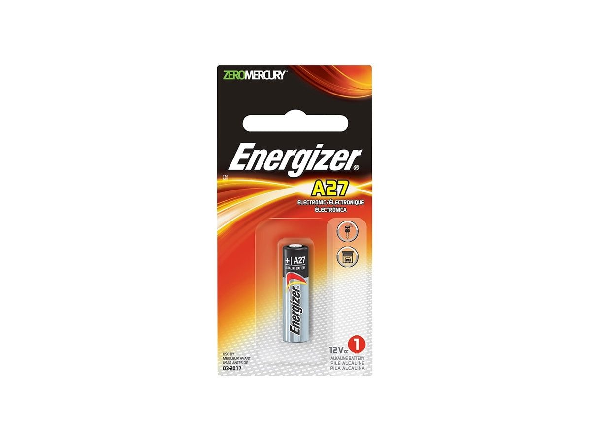 Energizer A27-BPZ 18mAh 12V Alkaline Button Top Battery - 1 Piece Retail Card