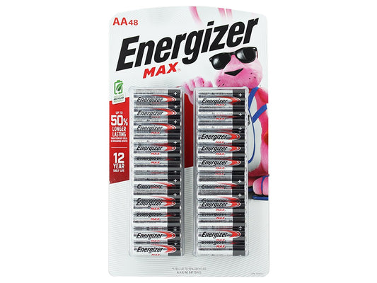 Energizer Max E91TP2-24 AA 1.5V Alkaline Button Top Batteries - 48 Piece Retail Card