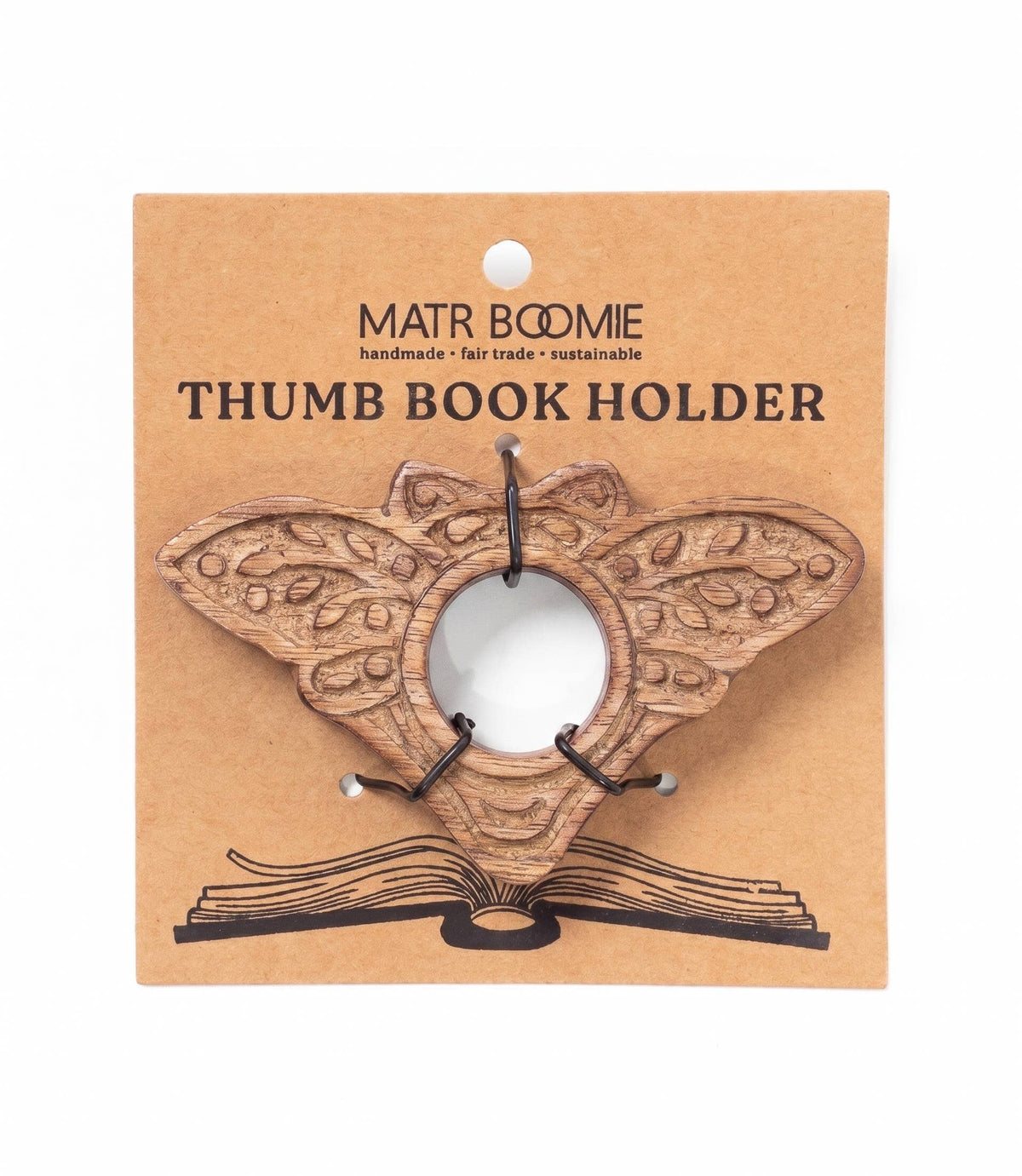 Bee Thumb Book Page Holder - Hand Carved Wood