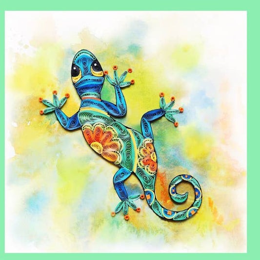 Gecko AZ quilling card, greeting card, paper art, everyday card IC-30
