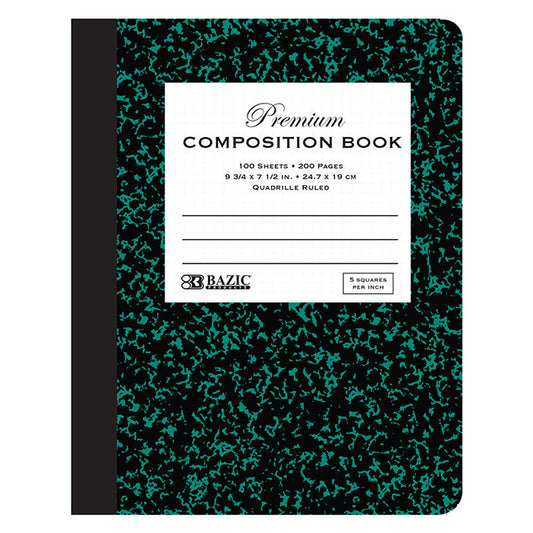 BAZIC 5-1 Quad-Ruled 100 Ct. Premium Marble Composition Book [5052]
