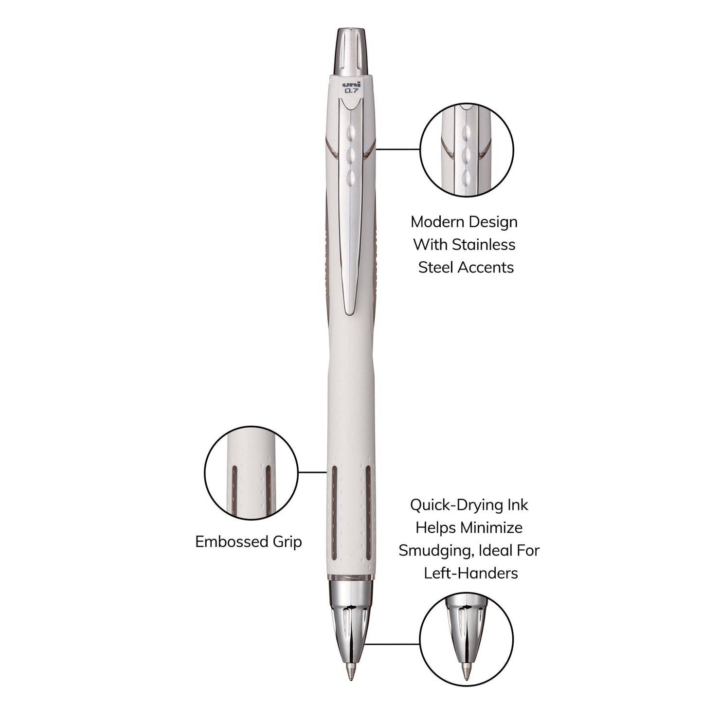 uniball Jetstream RT Retractable Ballpoint Pens, Fine Point, 0.7mm, Black Ink, 8 Count