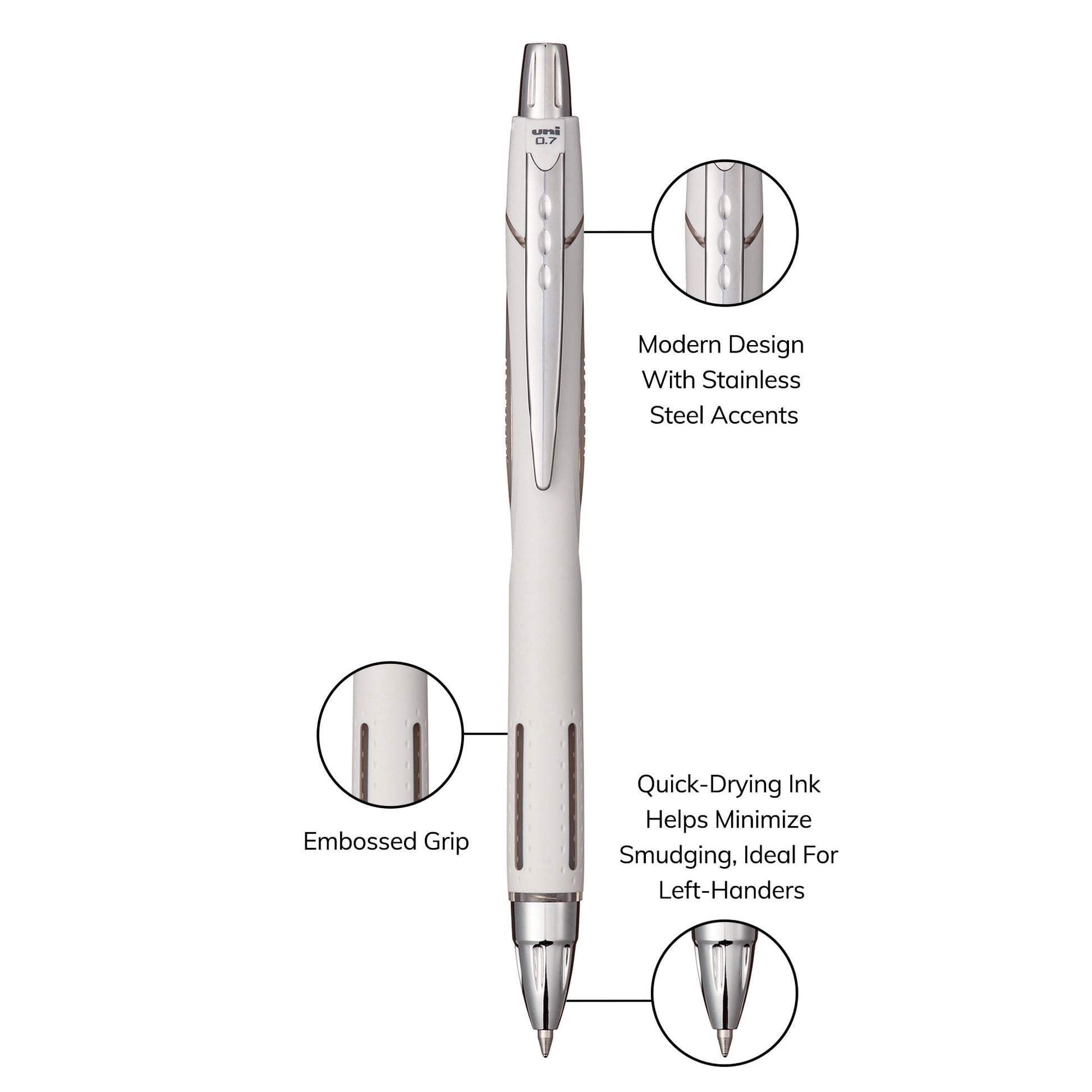 uniball Jetstream RT Retractable Ballpoint Pens, Fine Point, 0.7mm, Black Ink, 8 Count