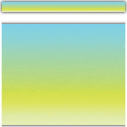 Aqua and Lime Color Wash Straight Border Trim [TCR3931]