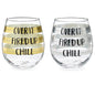 Stemless Wine Gold Silver Fill Line Glass [9731126]