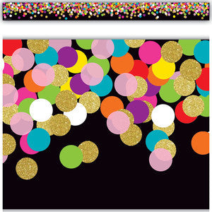 Colorful Confetti on Black Straight Border Trim [TCR8797]