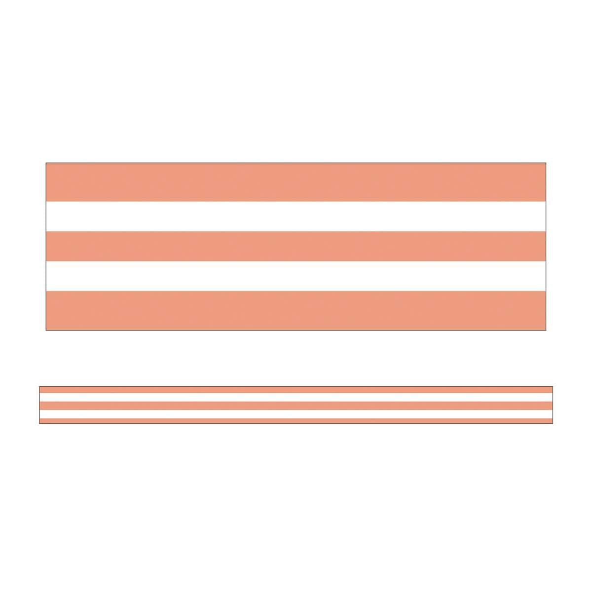 Simply Stylish Coral & White Stripes Straight Borders [CD108442]