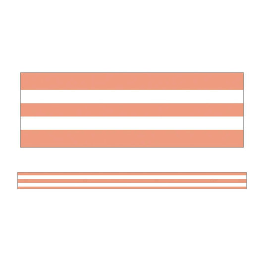 Simply Stylish Coral & White Stripes Straight Borders [CD108442]